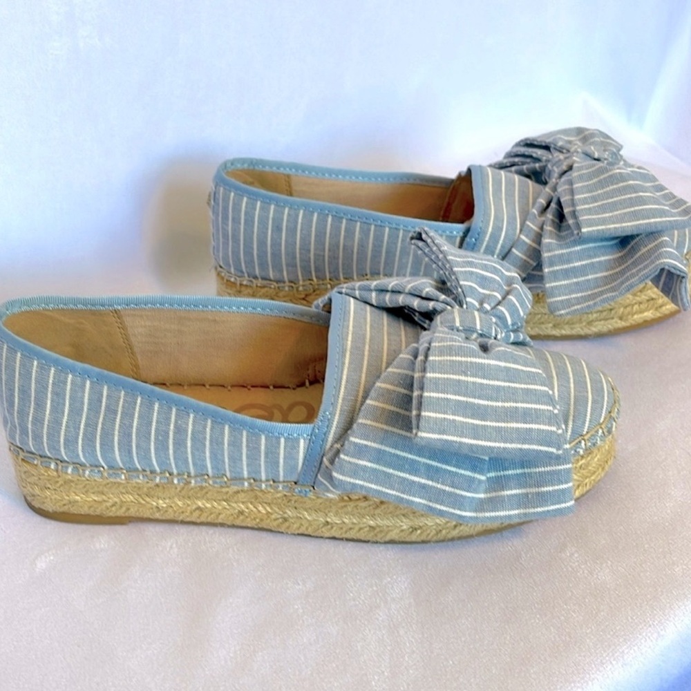 Sam Edelman Blue and White Striped Espadrille Flats
